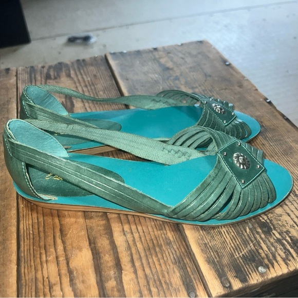 East Fifth Sandals Women’s Size 6B Turquoise Leather - Picture 6 of 11